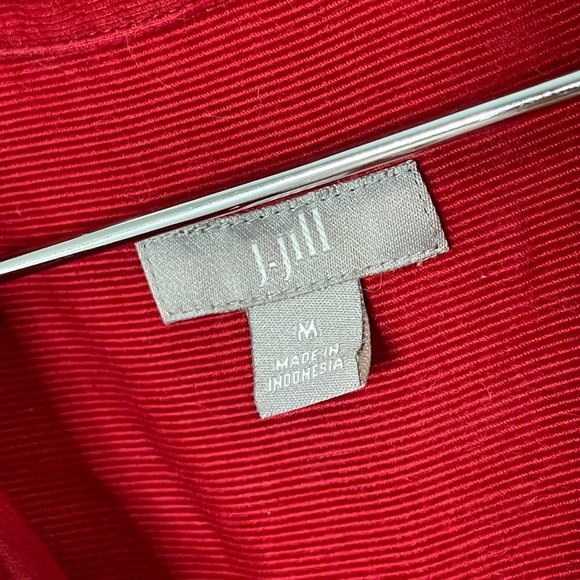 J. Jill Woman’s Red Button Down Corduroy Collared Shirt Size Medium - Picture 3 of 6